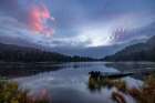 Reflection Lake at sunrise in Mount Rainier National Park, Washington State, USA Art Print